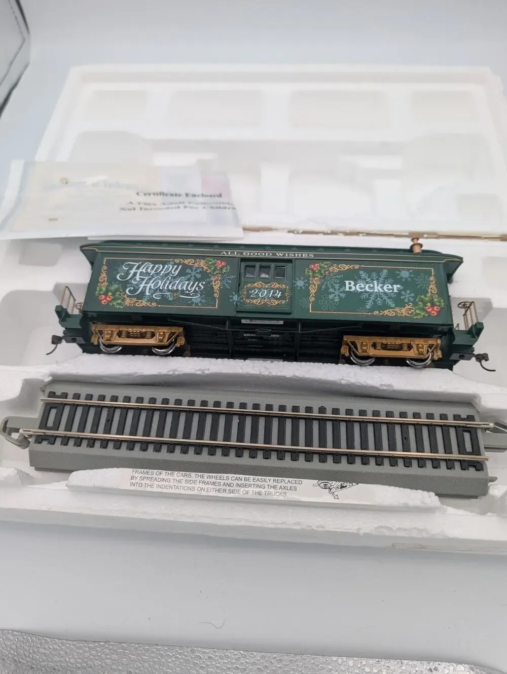 Hawthorne Village 2014 Happy Holidays-All Good Wishes Baggage Car Personalized